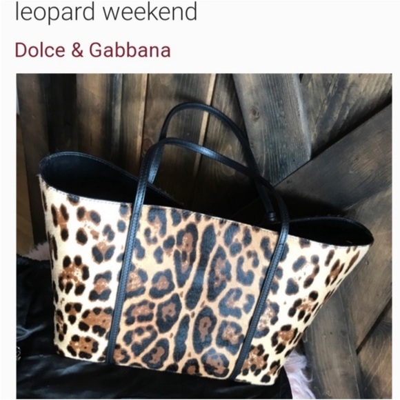 DOLCE & GABANA PONY HAIR -Leopard Print Tote Bag with Black Accents - Picture 6 of 12